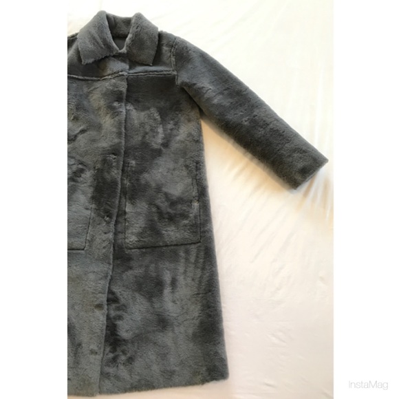 MAEVE Gray Reversible Faux Leather & Faux Fur Long Coat - Picture 13 of 16